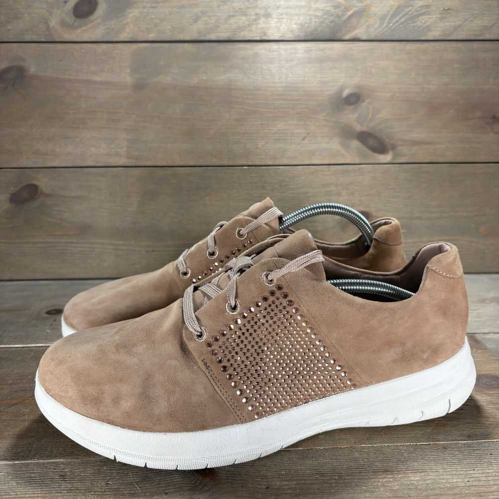 fitflop sporty pop womens size 11 shoes brown suede comfort walking sneakers